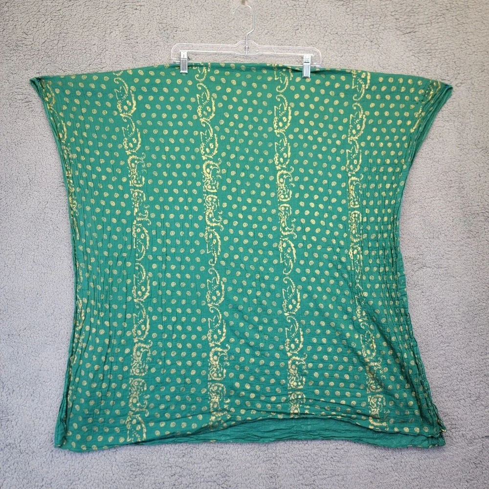 Halogen Scarf Lot of 2 Green Blue Gold Winter Knit Seashell Print Gold Winter‎